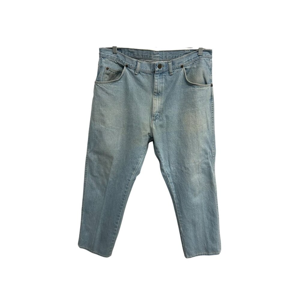 Vintage Wrangler Light Wash Blue Denim Jeans Relaxed Fit Mens Straight Leg Sz 38
